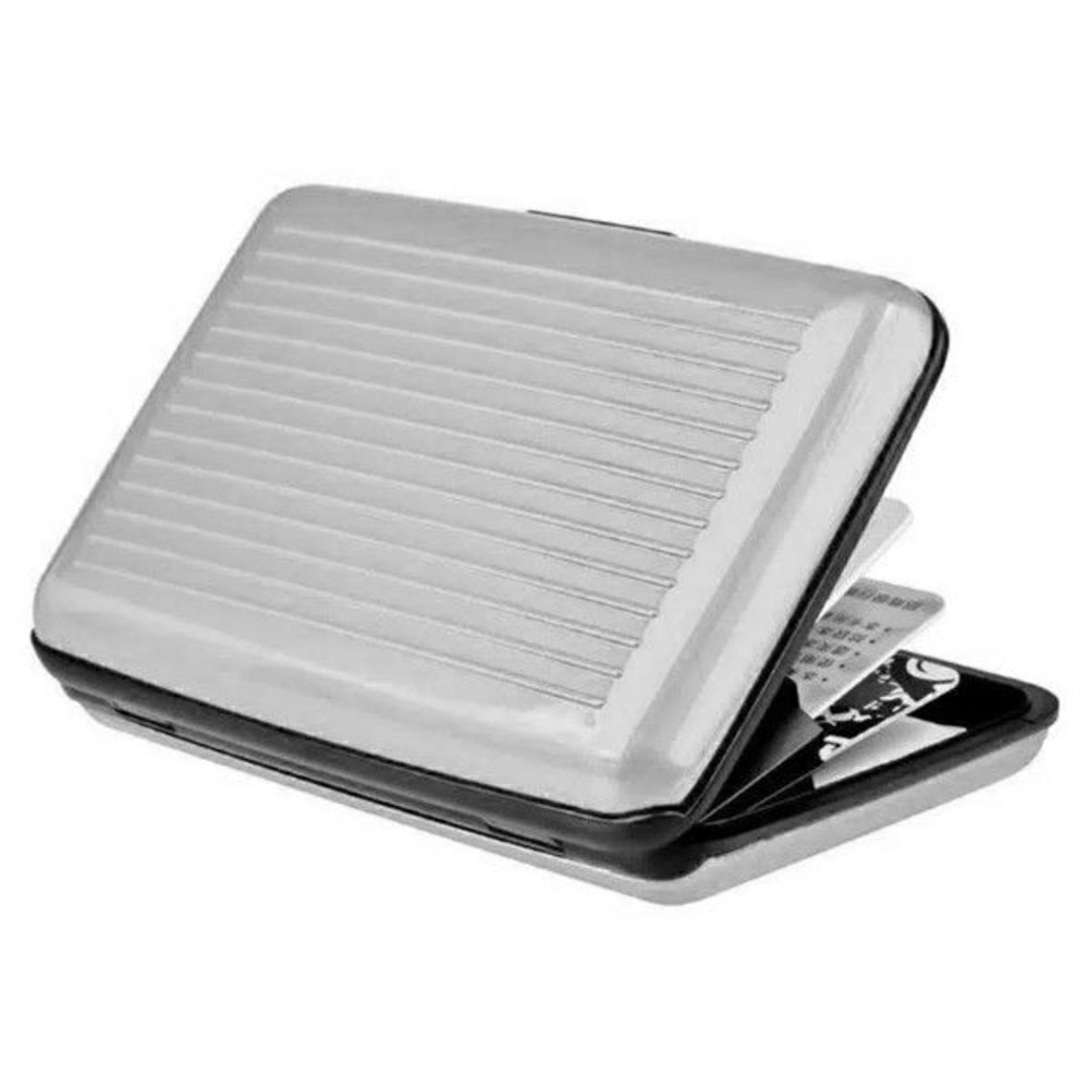 Silver RFID Blocking Credit Card Holder Case Anti Scan Unisex Wallet